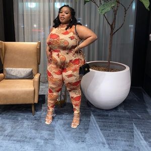 Floral Mesh cut out Jumpsuit